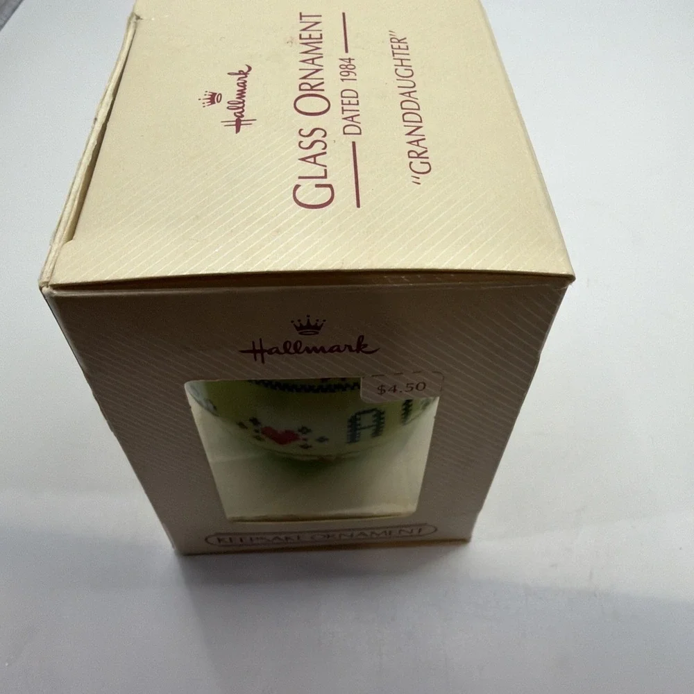 Hallmark Granddaughter Keepsake Glass Ornament 1984 Cross Stitch QX243-1 IOB‎